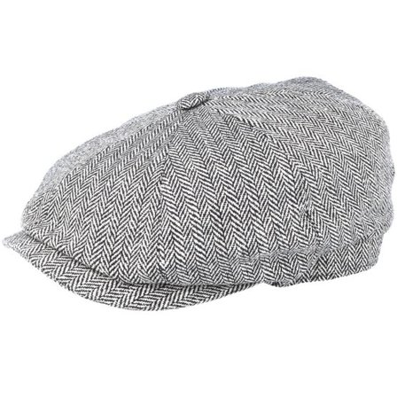 Stetson - Grå flatcap Keps - Hatteras Silk Black/White Flat Cap @ Hatstore