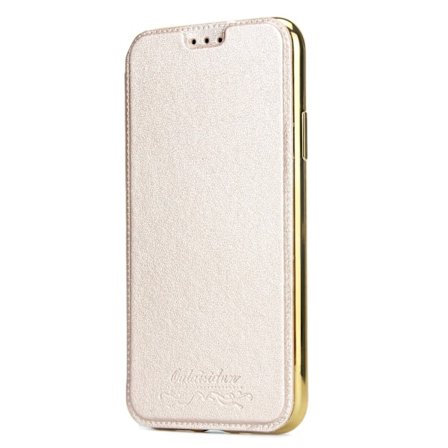 Kotelo iPhone 15 Pro Max -puhelimelle, kultainen läppä, erittäin ohut PU-korttipaikka