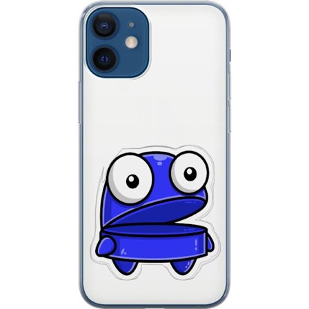 Kompatibelt Mobildeksel til Apple Apple iPhone 12 mini Blå tegnefilmfigur med åpent uttrykk og store øyne i morsom illustrasjon