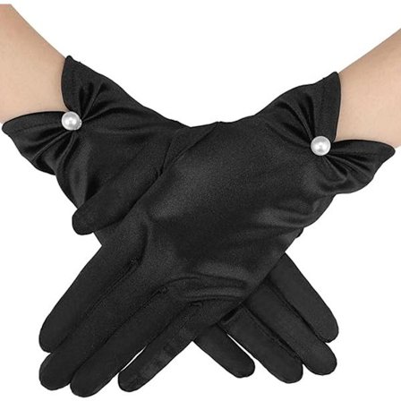 Handsker - Korte satinhandsker - Perlehandske - Bryllupshandsker - Satin teselskabshandske til kvinder