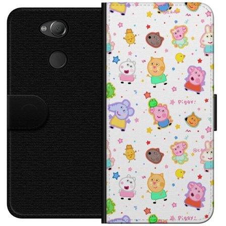 Yhteensopiva Lompakkokotelo Sony Xperia XA2 Värikkäät piirretyt eläinhahmot leikkisässä tyylissä tähtien ja pisteiden kera vaalealla taustalla