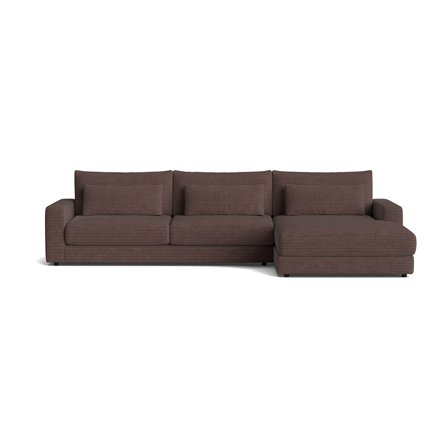 Sevilla chaiselong sofa, højrevendt - Lincoln Brun - 332x167x85cm - Sofa, chaiselong - Inkl. 3 Ekstra Rygpuder & Pocket Fjedre - Bred Chaiselong 119cm