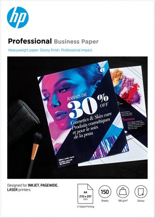 HP Professional Business-papper, glättat, 180 g/m2, A4 (210 x 297 mm), 150 ark, 192545168397