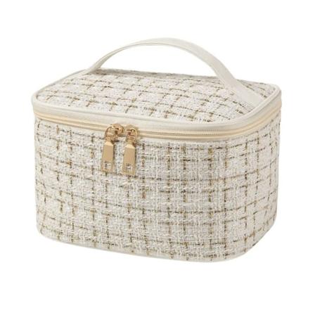 Bärbar kosmetisk väska med stor kapacitet, reseförvaringsväska, toalettväska för kvinnor - White