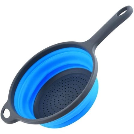 Taitettava siivilä kahvalla, taittuva silikoninen siivilä, tilaa säästävä keittiön taittuva siivilä