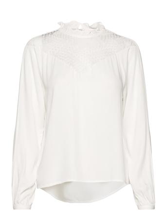 Visuvita L/S Lace Top/Su/Pb Bluse Langermet Hvit Vila