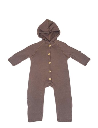 Smallstuff | Jumpsuit Merino Wool W. Buttons And Hoodie, Rose Brown | 92/98