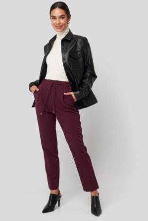 NA-KD Drawstring Front Pleat Pants - Hosen - Rot - EU 38