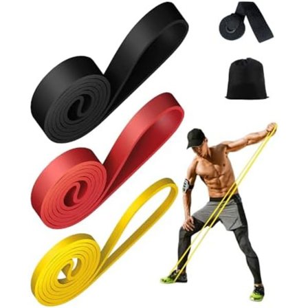 Motståndsband [Set om 3] långt motståndsband för män kvinnor med 3 olika motståndsnivåer Gym Band Resistance för träningsträning