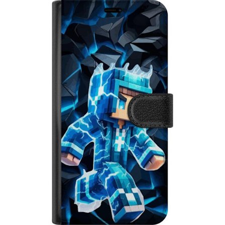 Kompatibel Tegnebogsetui til Samsung Samsung Galaxy A56 Blokbaseret helt i blåt energi rustning med elektriske effekter futuristisk gaming illustrati