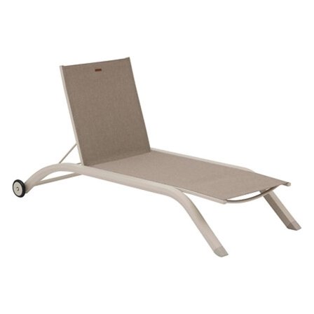 Liggestol med hjul, 5 positioner, rustfri aluminium