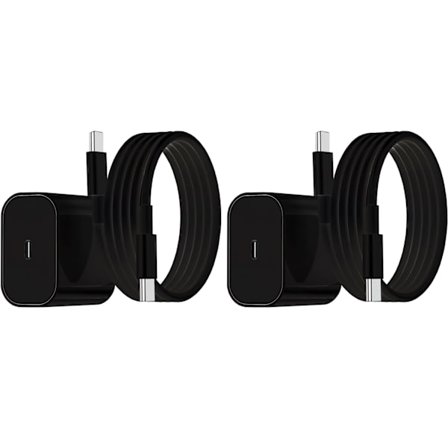 2-pakning - Lader for Samsung 25W - Adapter+Kabel USB-C Hurtiglader Svart Svart