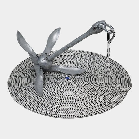 Grapnel anchor kit 1852-Marine, galvanized steel, 6 kg + 30 metres x Ø10 mm polyester anchor line