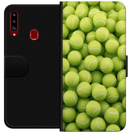 Kompatibel Tegnebogsetui til Samsung Samsung Galaxy A20s Mønster af grønne tennisbolde i høj detalje, sporty motiv med gentagende tekstur og stærk
