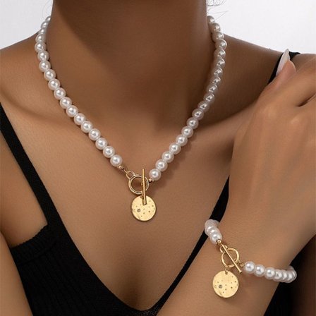 Pearl Armband Halsband Set Love Pendant Halsband Set 3 3