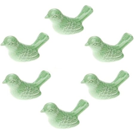 Sæt af 6 (Grøn) Keramiske Fugle Skuffegreb - Sød Skabgreb