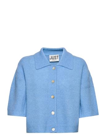 Rebelo Ss Cardigan Stickad Tröja Cardigan Blå Just Female