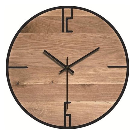 Analog veggklokke 30cm - Tre med svart ramme