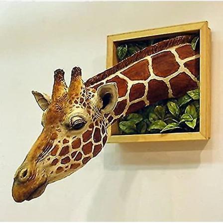 Giraffhuvud 3D Väggdekor, Realistisk Djur Latex Staty Väggkonst, Sovrumsutrymme Utsmyckning Omfamna Naturlig Heminredning Heminredning Yalo
