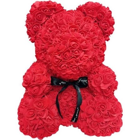 Valentinsdag Rosebjørn 40cm 25cm, Rød Rose Teddybjørn til Boligdekoration, Blomstergave til - 25cm Rød