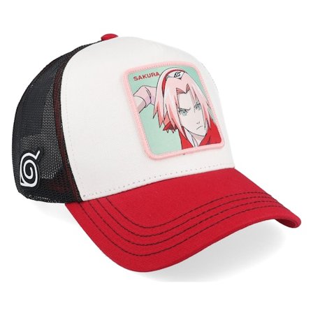 Capslab - White trucker Lippis - Naruto Pink Sakura Black/White/Red A-Frame Trucker @ Hatstore