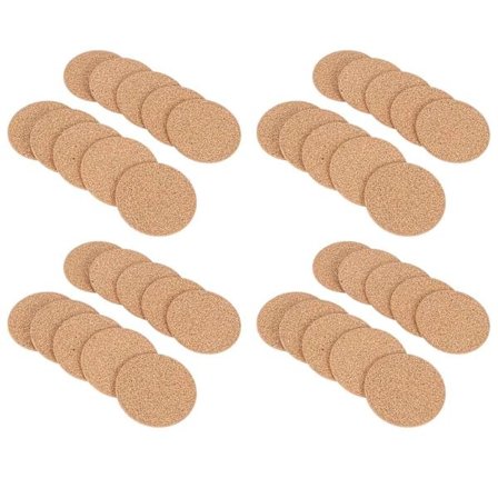 Sett med 40 korkunderlag for bar - Absorberende og gjenbrukbare - 90 mm, 5 mm tykke