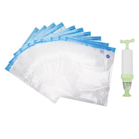 10-pak lugtfri madvakuumforseglerposer pladsbesparende med pumpe 34 x 30 cm