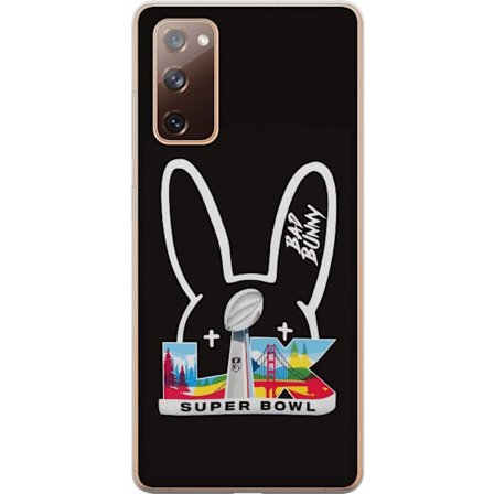 Kompatibelt Mobildeksel til Samsung Galaxy S20 FE Bad Bunny portrett med åpen skjorte, tatoveringer og krøllete hår i stilfull motefotografering