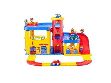 Parkeringsgarage, ABS-plast, från 1 år, 380 x 420 mm - Lyreco - Skola och förskola - Lekmaterial - Leksaksbilar