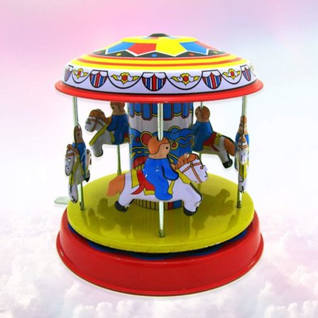 Klassisk Vintage Klokkeverk Opptrekkbar Revolusjonerende Karusell Barn Tinnleke Bursdag Ferie Karusell Dekorasjon