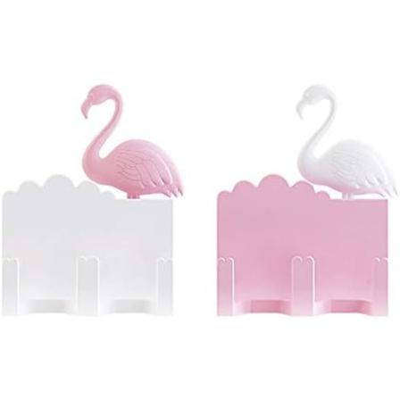 2-pack självhäftande flamingokrokar för hem och kontor, för barn
