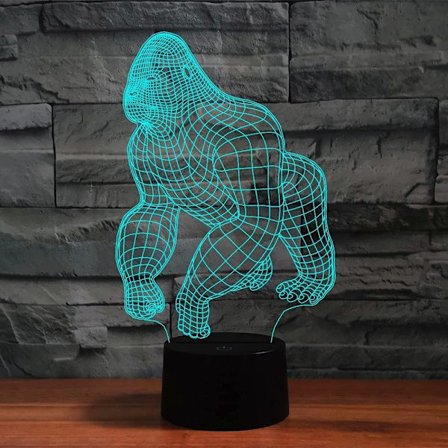 3D Apina Gorilla Yövalo Pöytä Työpöydälle Optinen Illuusio leld Lamput 7 Väriä Vaihtuvat Valot LED-pöytälamppu