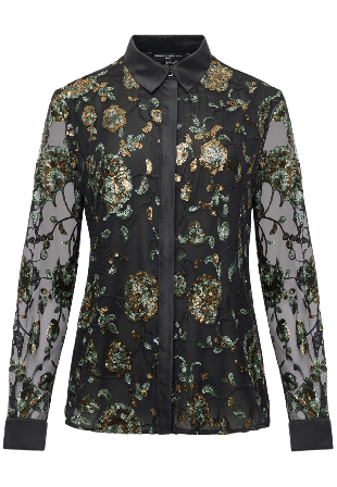 French Connection Roshene Sequin Shirt Överdelar Dam Svart XL