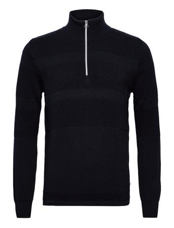 Hannes Half Zip Cotton Knit Knitwear Half Zip Pullover Marineblå Kronstadt*Betinget Tilbud