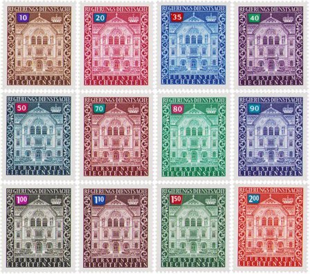 Liechtenstein 1976 - Sæt af 12 tjenestemærker - Postfrisk