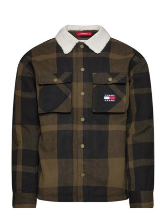 Tjm Check Sherpa Lined Overshirt Overshirts Kakigrønn Tommy Jeans*Betinget Tilbud