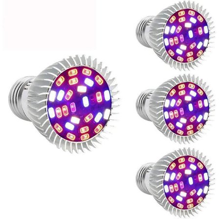 Växtlampa E27 30w Full Spectrum Tillväxt Inomhus Trädgårdsbelysning Hydroponisk Lampa[4 Pack]
