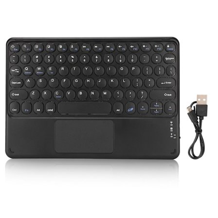 10in trådløst Bluetooth-pekeplatetastatur Retro Rund Keycap Ergonomisk magnetisk støtte berøringsbevegelser for Windows for IOS Svart