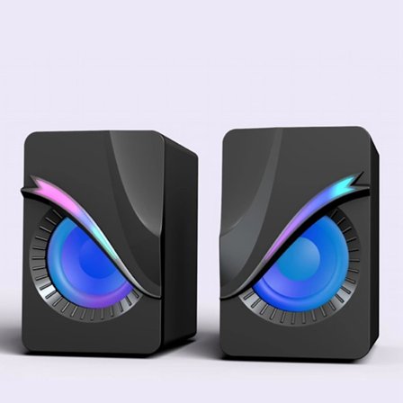 Ljusutsändande datorhögtalare USB mobiltelefon bärbar dator skrivbord minihögtalare Hifi stereoljud kabel subwoofer datorljud 2 st (svart)