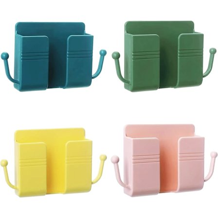 Mobiltelefon Väggfäste, 4 Stycken Mobiltelefon Väggorganisatör, Väggfästen för Mobiltelefonladdare, Gul, Grön, Blå, Rosa