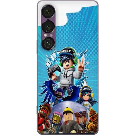 Kompatibel Mobilcover til Sony Sony Xperia 1 VII Roblox gamer karakter med headset og controller farverig spilillustration med energi