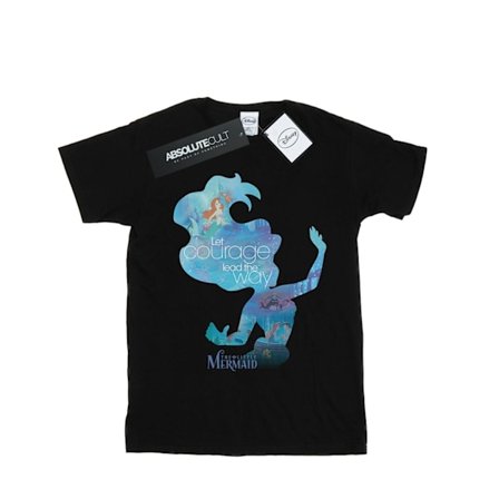 Disney Princess Dam/Damer Ariel Fylld Silhuett Bomull Pojkvän T-Shirt