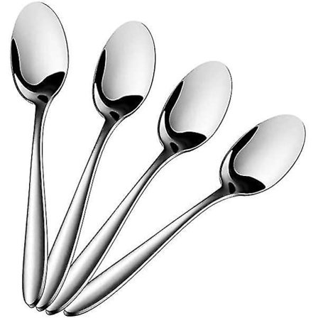 Sett med 16 rustfrie stålskjeer til dessert/salat