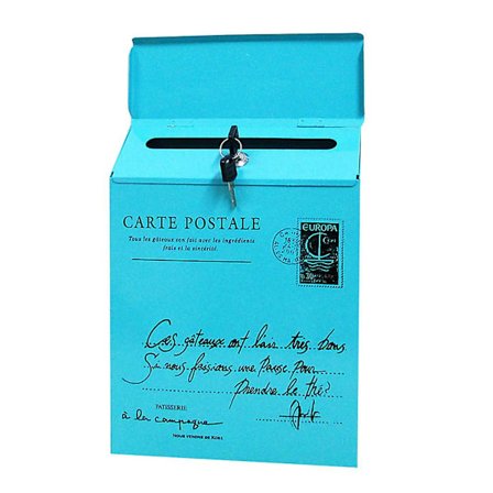 Iron Lock Postkasse Vintage Veggmontert Postkasse Post Brev Avisboks Blå