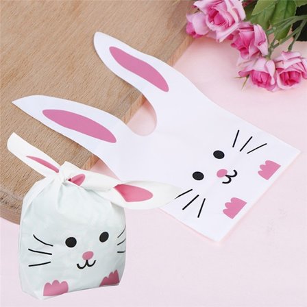 50 st e Lång Kanin Öra Presentpåse Påsk Godis Present Plastdel