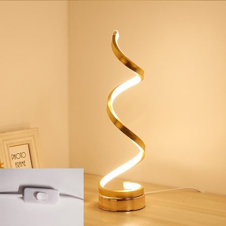 LED Bordlampe, Justerbar Spiraldesign, Minimalistisk 17W Skrivebordslampe med 3 Farger, Svart_TF_TF