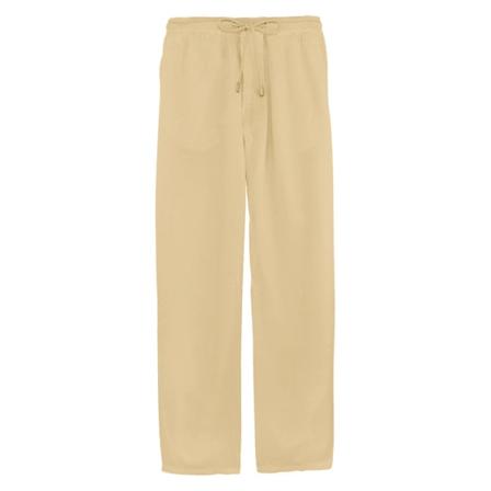 Herrbyxor i bomull och linne, avslappnade, med dragsko, strandbyxor, yogabyxor, lösa långbyxor Yellow 3XL