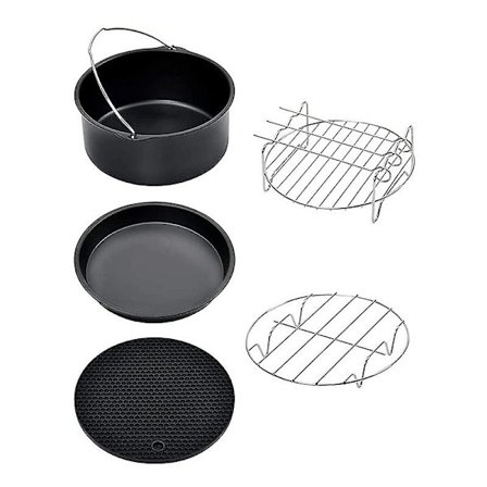 6 Tums Air Fryer Tillbehör Kakeform Pizzapan Grill för Alla 3.2Qt-5.8Qt Air Fryers, Se