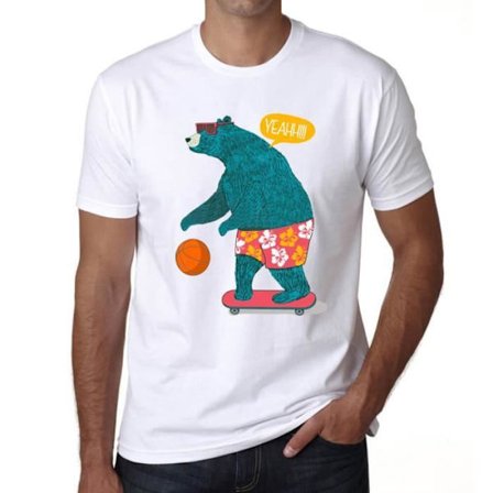 Strandskateboard för män Basketball Bear T-shirt – Beach Skateboard Basketball Bear – Vintage T-shirt
