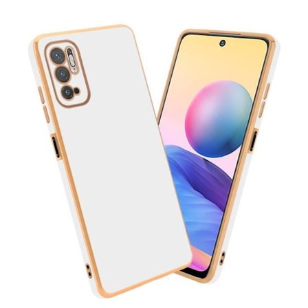 Fodral till Xiaomi RedMi NOTE 10 5G / POCO M3 PRO 5G Fodral i glansigt vit - guld Fodral Fodral Silikon TPU och skydd för